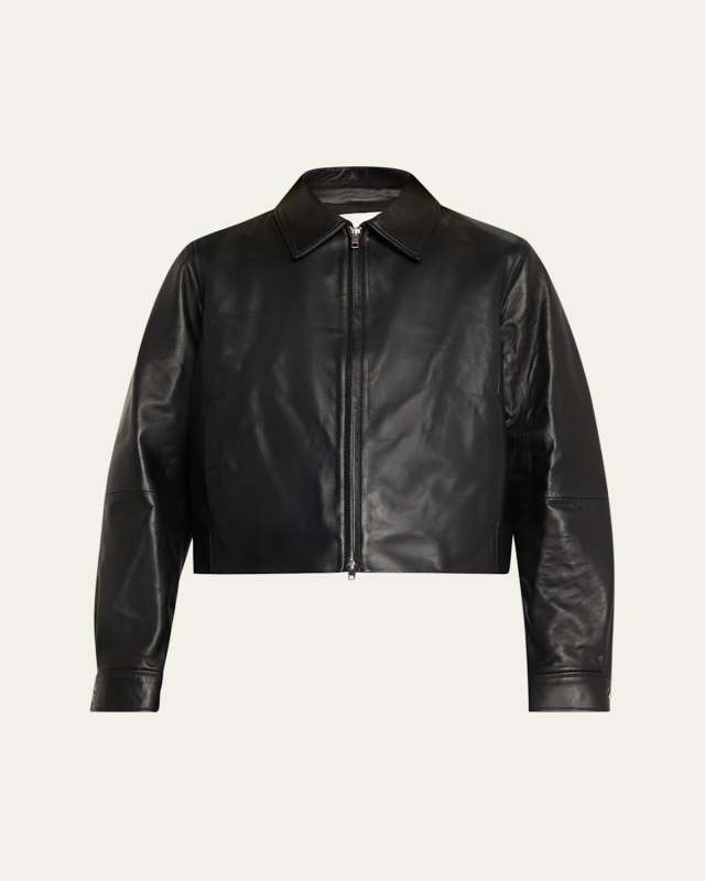 Cropped Faux Leather Jacket